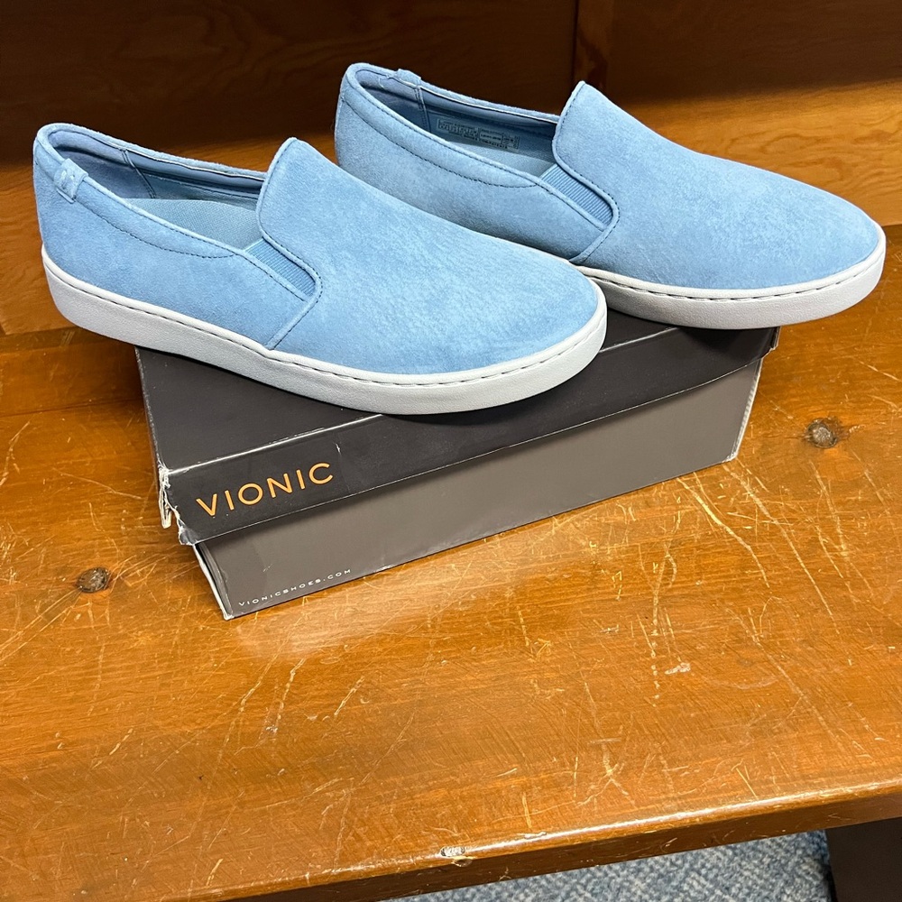 Vionic Avery Suede Loafers -Light Blue Pro Non-Slip